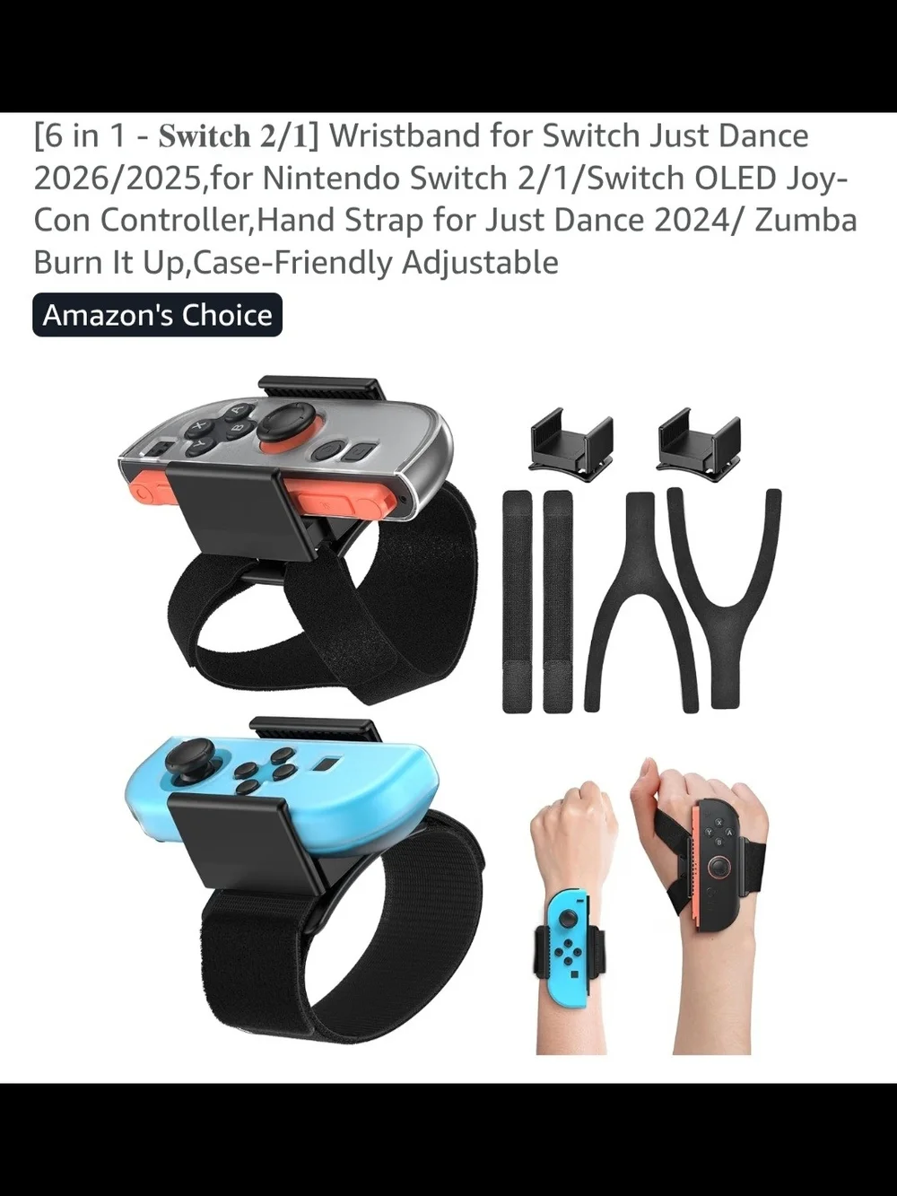 Wrist Bands & Hand Wraps Kit - Black and Blue - Compatible with NS/N-S/OLED/N-S2
